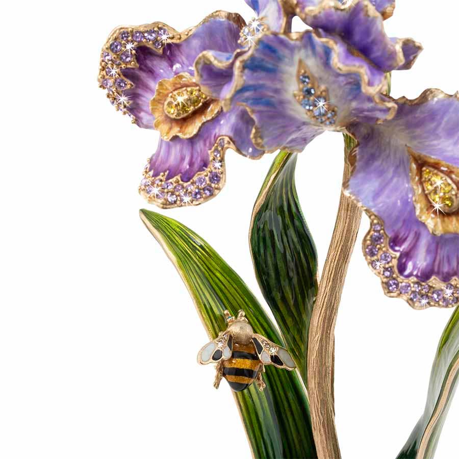 Jay Strongwater Vincent Iris Bumble Bee Ruffle Swarovski Crystal Enamel Gold-Finished Tabletop Object