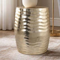Side Table - Gold Metal Top Wavy Textured Design, 19 in.