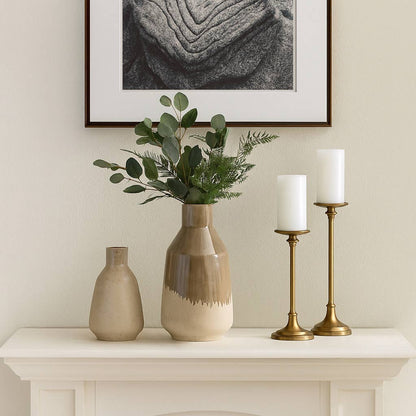 Decorative Vase - Ivory/Brown Ceramic Warm Rustic, 14 in.