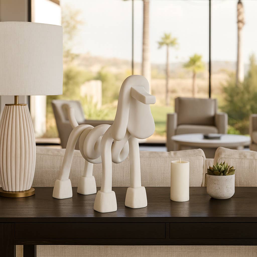 Decorative Sculpture - White Resin Modern Dog, 20 in.