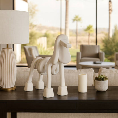 Decorative Sculpture - White Resin Modern Dog, 20 in.