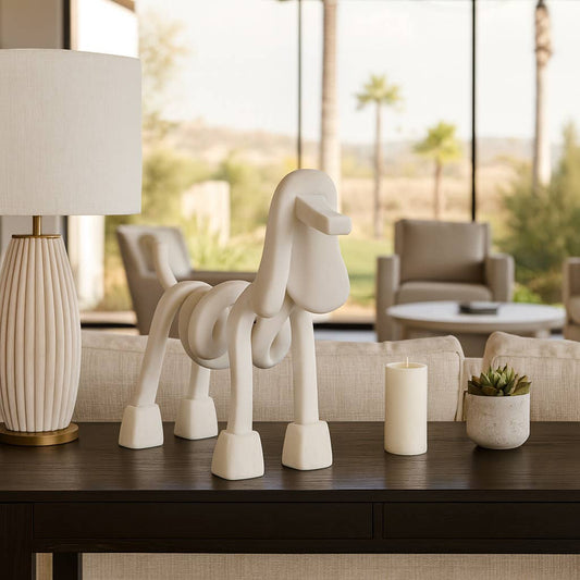 Decorative Sculpture - White Resin Modern Dog, 20 in.