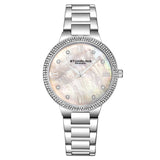 Stuhrling Original Carrara Women's Quartz Watch, 38mm, Silver Mother-of-Pearl Dial, Silver-Tone Stainless Steel Bracelet, Crystal-Accented Bezel