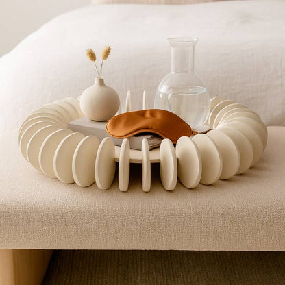 Tray - White Resin Calliope Round Artistic Form, 17 in.