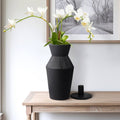 Decorative Vase - Black Ceramic Detailing Lidded Jar, 20 in.