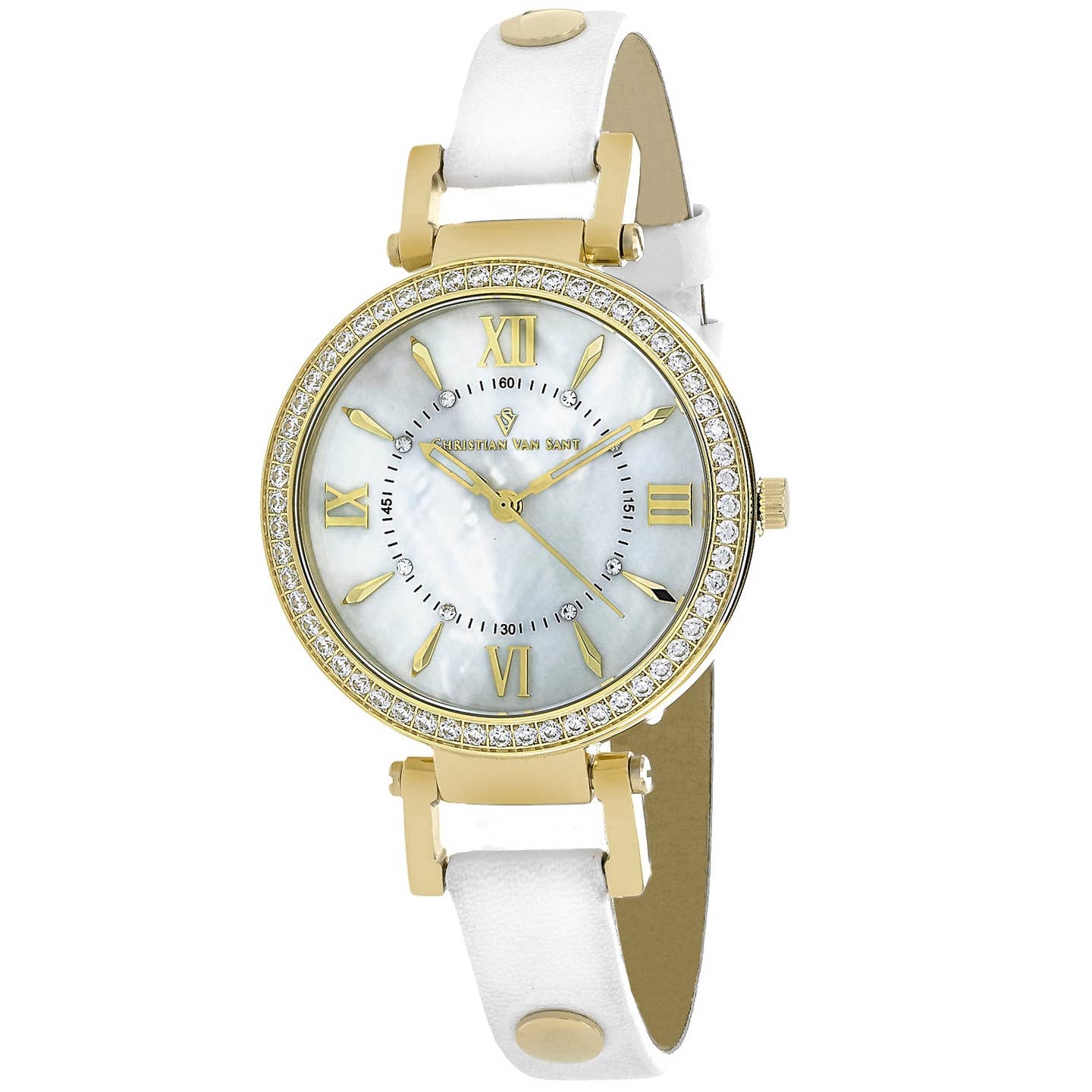 Christian Van Sant Petite Women's Quartz Watch, White Mother-of-Pearl Dial