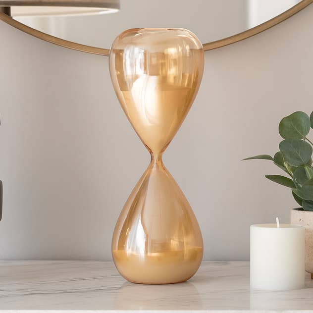 Decorative Object - Gold Glass Hourglass Sculpture, 17 in.
