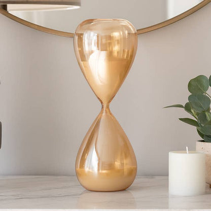 Decorative Object - Gold Glass Hourglass Sculpture, 17 in.