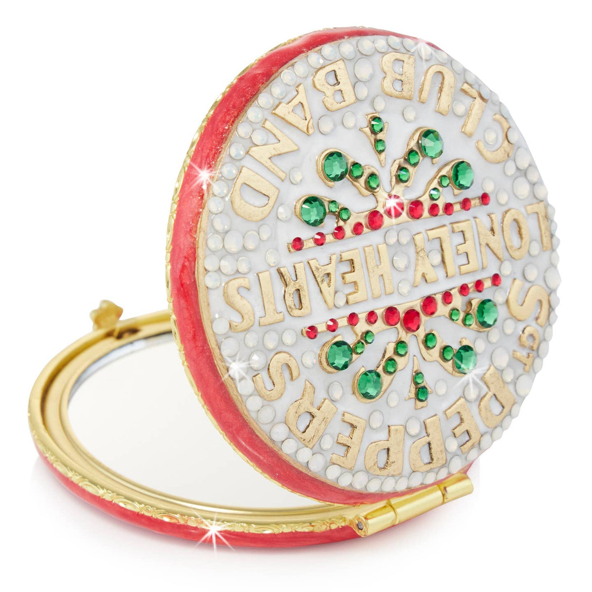 Jay Strongwater Sgt. Pepper'S Compact Mirror, Heart Crystal Gold-Finished