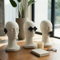 Sculpture Set of 3 - White and Black Resin 3-Heads, 16 in.