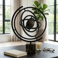 Sculpture - Brown Metal Rings with Marble Base, 17 in.