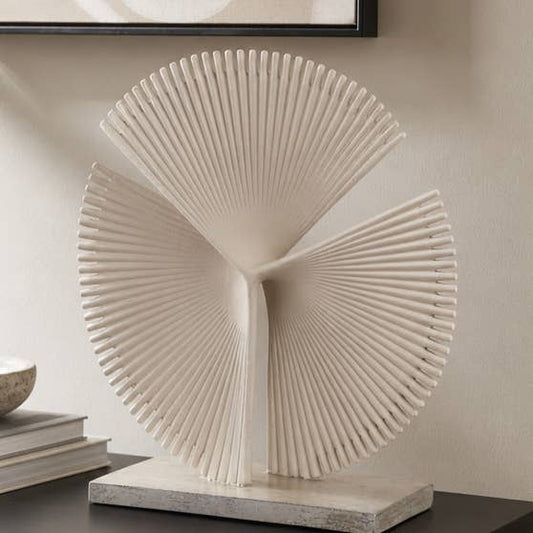 Decorative Sculpture - Ivory Resin Fan Fold Statuary, 19 in.