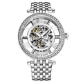 Stuhrling Original Delphi Women's Automatic Skeleton Watch, 38mm, Silver-Tone Stainless Steel Bracelet, Skeleton Dial
