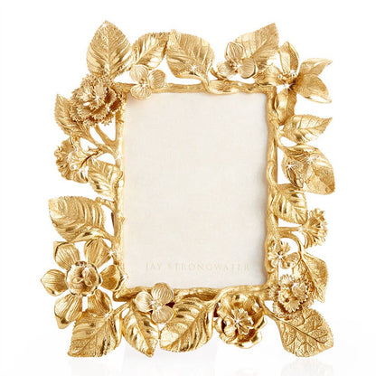 Jay Strongwater Maeve Dutch Floral 5" x 7" Gold-Finished Picture Frame, Gold