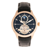 Authentic Heritor Gregory Men's Automatic Semi-Skeleton Leather Watch, Style HERHR8105