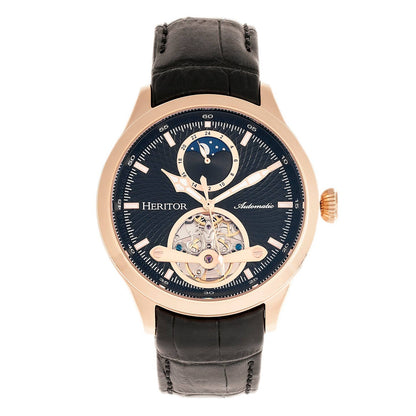 Heritor Gregory Men's Automatic Semi-Skeleton Leather Watch, Style HERHR8105