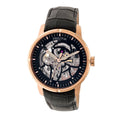 Authentic Heritor Ryder Men's Automatic Skeleton Leather Watch, Rose Gold/Black
