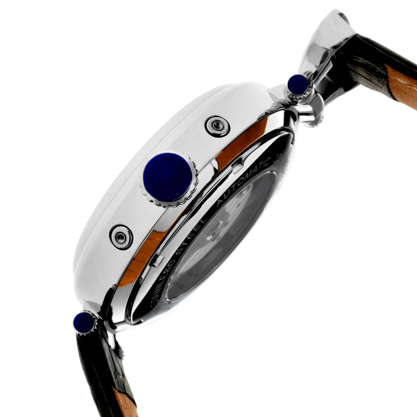 Heritor Ganzi Men's Automatic Semi-Skeleton Leather Watch, Style HERHR3301
