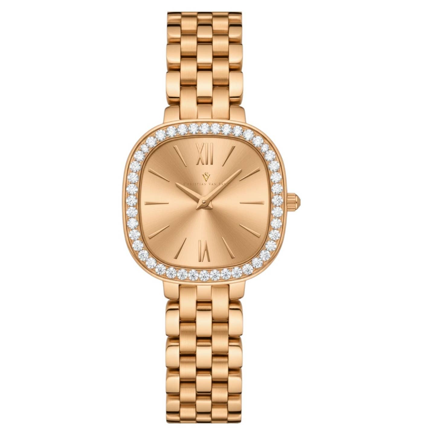 Christian Van Sant Rivoli Women's Quartz Watch, Rose Gold Dial
