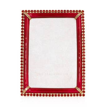 Jay Strongwater Lorraine Stone Edge Rose 4" x 6" Crystal Enamel Picture Frame, Ruby