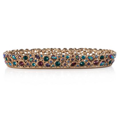 Jay Strongwater Julius Bejeweled Swarovski Crystal Enamel Gold-Finished Decorative Tray, Peacock
