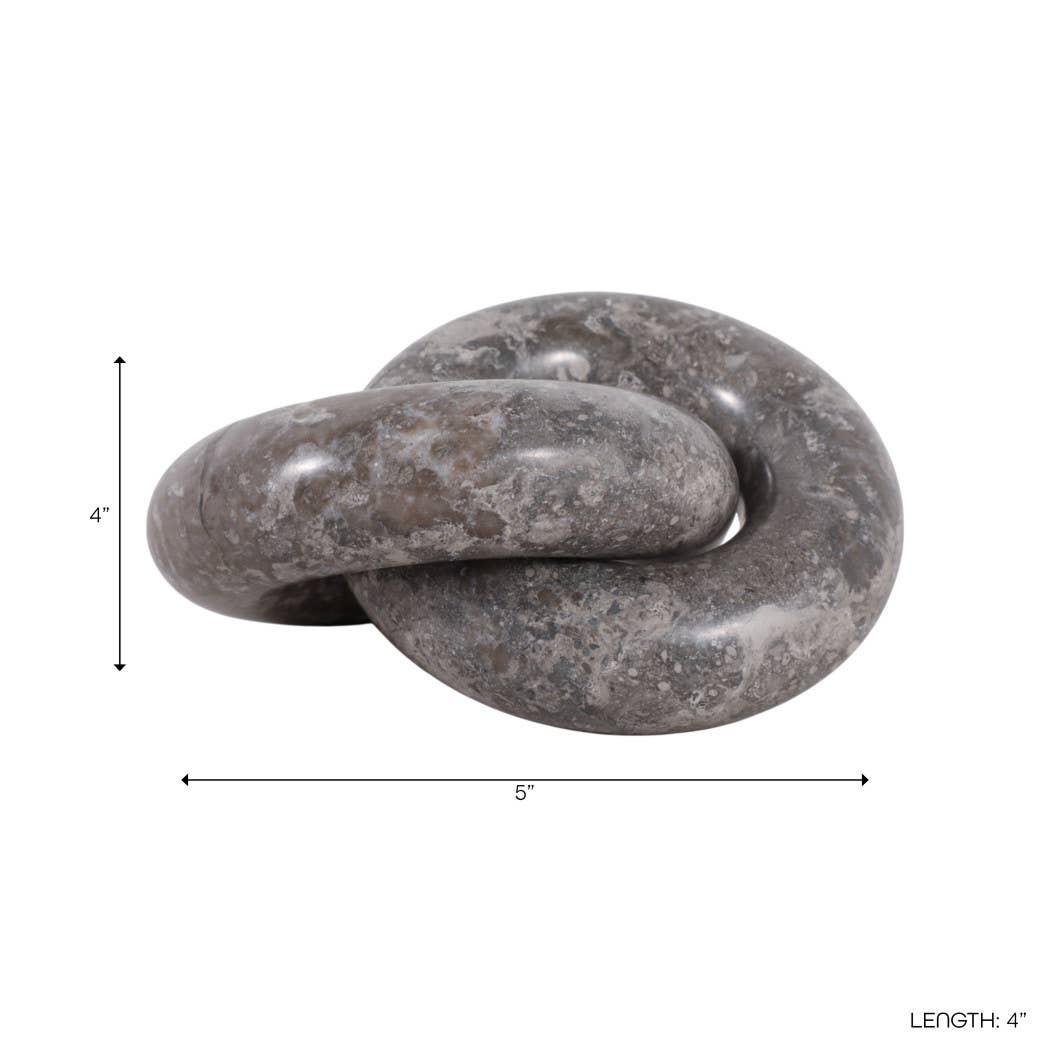 Decorative Object - Gray Marble Interlocking Knot, 4 in.