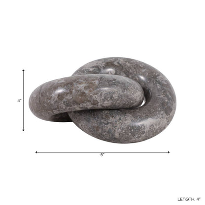 Decorative Object - Gray Marble Interlocking Knot, 4 in.
