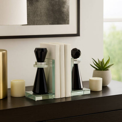 Bookends Set of 2 - Clear Crystal Chess Piece, 7 in.