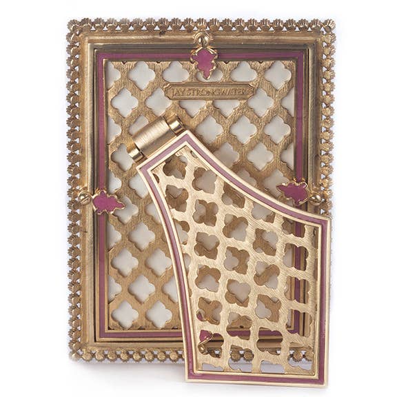 Jay Strongwater Lorraine Stone Edge Rose 4" x 6" Crystal Enamel Picture Frame, Rose