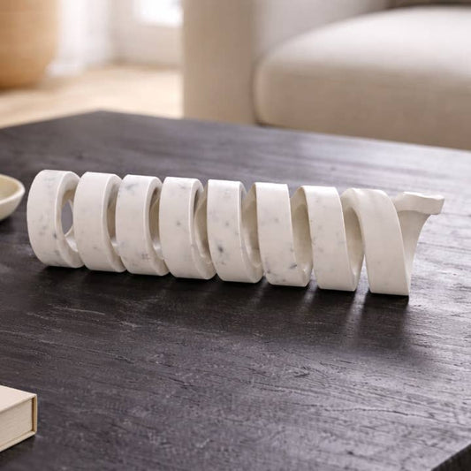 Decorative Sculpture - White Marble Carved Spiral, 17 in.