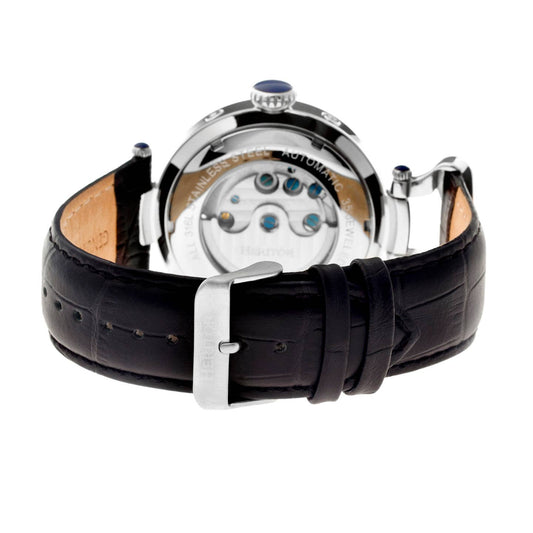 Heritor Ganzi Men's Automatic Semi-Skeleton Leather Watch, Style HERHR3302