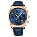 Stuhrling Original Rialto Men's Quartz Chronograph Watch, 44mm, Blue Dial, Blue Leather Strap