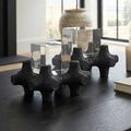 Sculptures Set of 2 - Black Resin Crystal Cubes, 6/8 in.