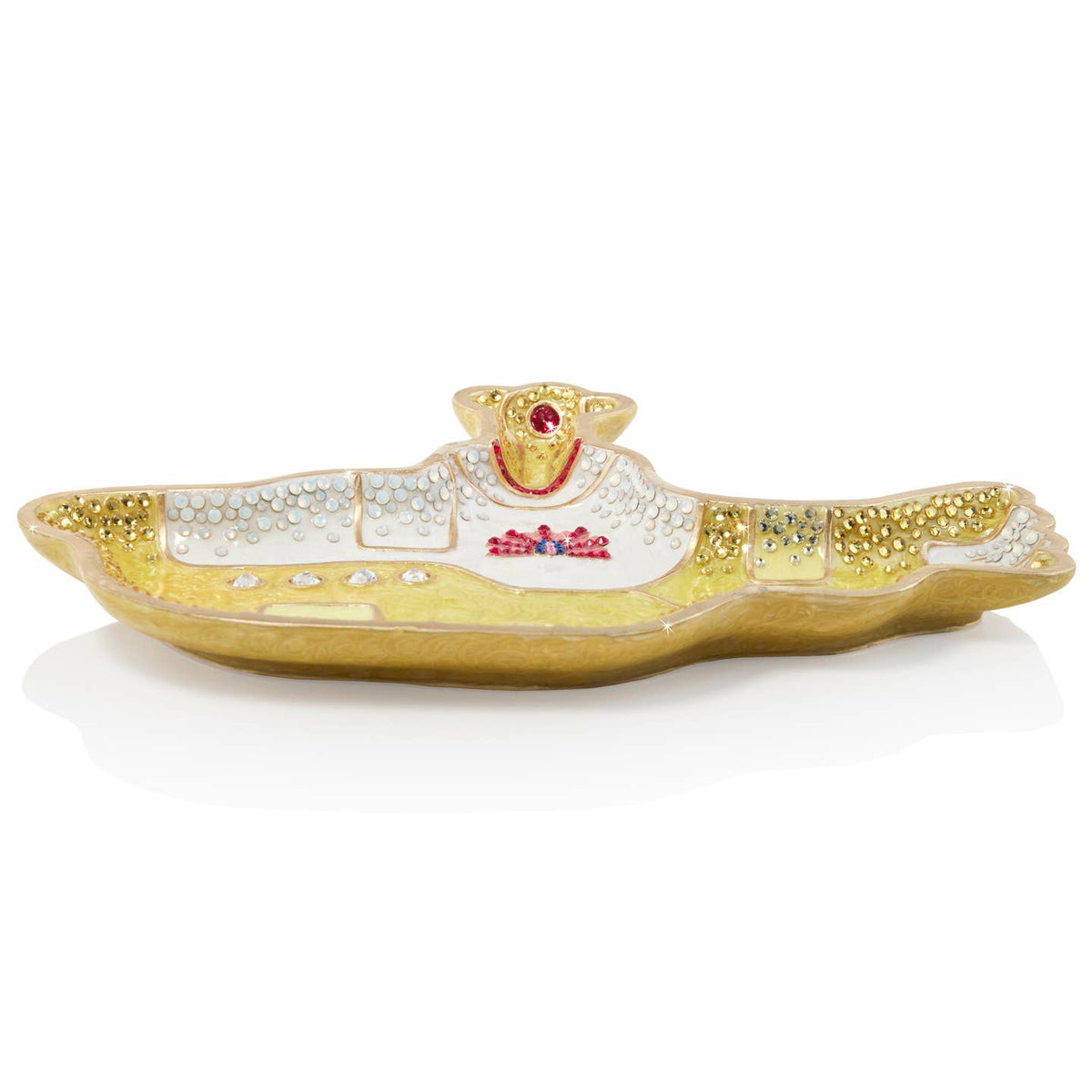 Jay Strongwater Yellow Submarine Crystal Enamel Gold-Finished Decorative Tray