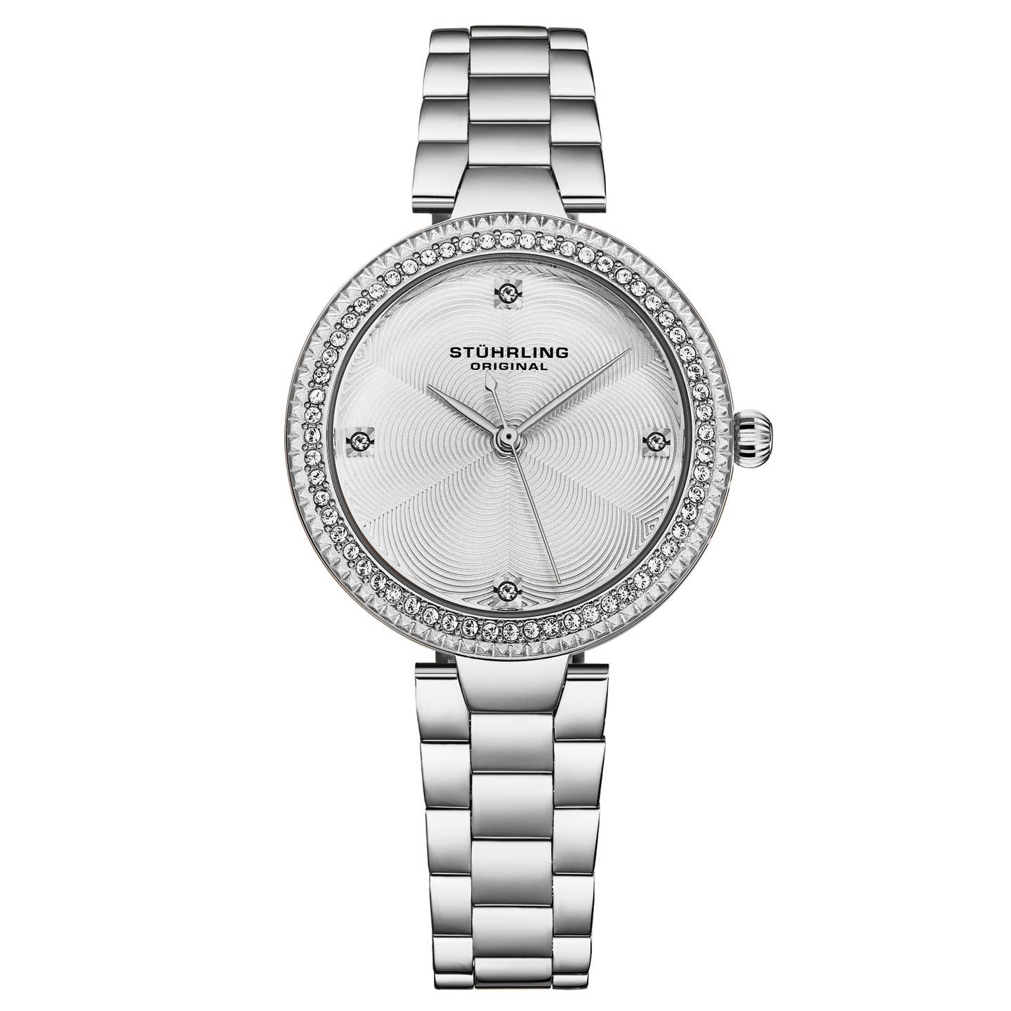 Stuhrling Original Brilliance Women's Quartz Watch, 32mm, Silver Dial, Crystal Hour Markers