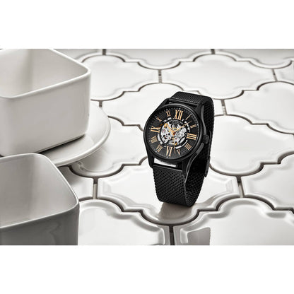 Stuhrling Original Atrium 3942M Men's Automatic Skeleton Watch, 42mm, Black Case