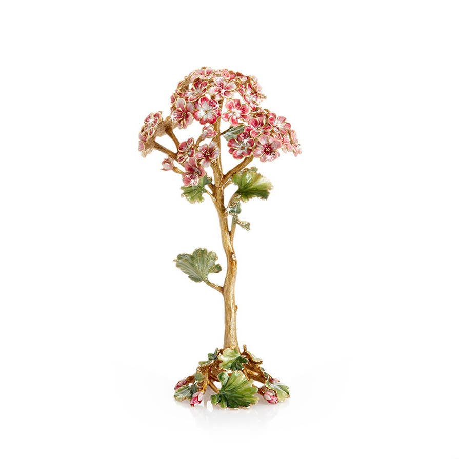 Jay Strongwater Thea Geranium Flower Bejeweled Swarovski Crystal Enamel Gold-Finished Tabletop Object
