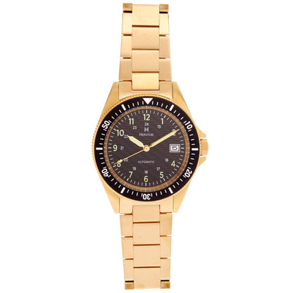 Heritor Calder Men's Automatic Date Bracelet Watch, Gold/Black