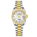 Stuhrling Original Lineage Women's Quartz Watch, 31mm, Silver Mother-of-Pearl Dial, Two-Tone Gold & Silver Bracelet, Crystal-Accented Bezel