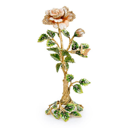 Jay Strongwater Eternity Rose Crystal Enamel Gold-Finished Tabletop Object