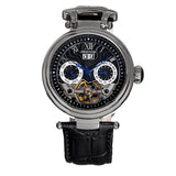 Authentic Heritor Ganzi Men's Automatic Semi-Skeleton Leather Watch, Style HERHR3302