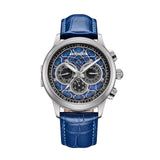Authentic Heritor Apostle Leather Band Men's Automatic Day-Date Leather Watch, Blue/Blue