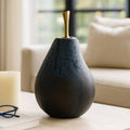 Decorative Object - Black Glass Unique Small Pear, 8 in.