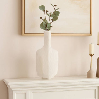 Decorative Vase - White Resin Elegant Narrow Neck, 19 in.