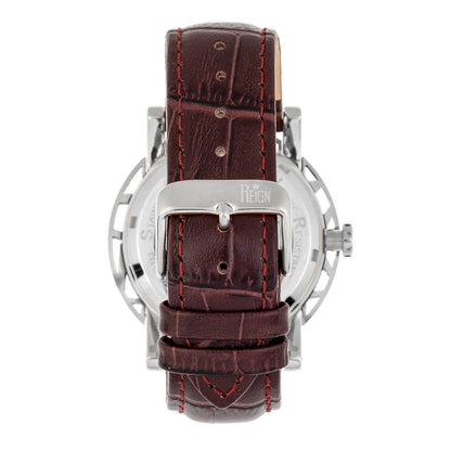 Reign Stavros Men's Automatic Skeleton Leather Watch