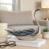 Decorative Object - Blue Metal Swan with Kyanite Stone, 7 in