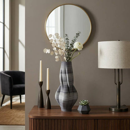 Decorative Vase - Gray Ceramic Contoured Silhouette, 15 in.