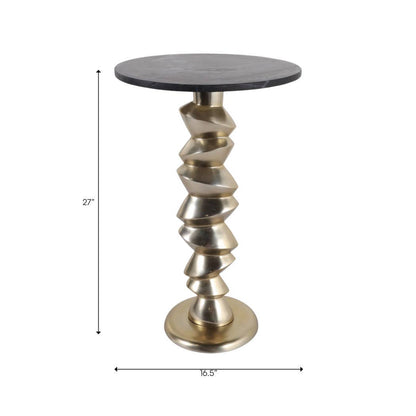 Side Table - Black Marble Top with Sculptural Base, 27 in.