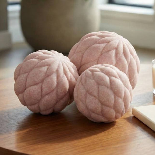 Decorative Orbs Set of 3 - Pink Resin Spheres, 4/5/6 in.
