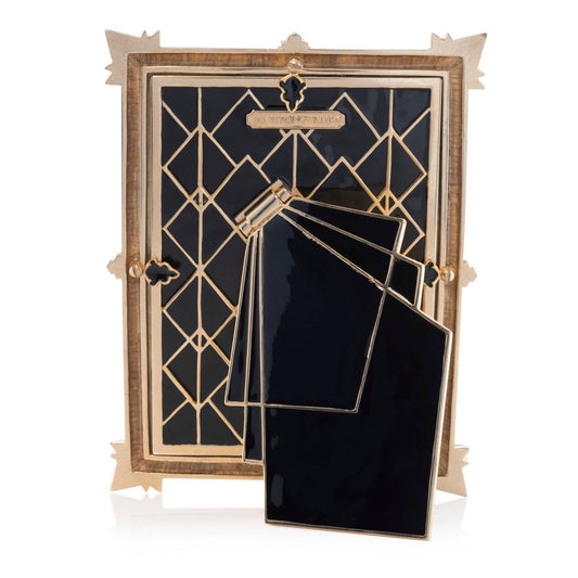 Jay Strongwater Geraldine Art Deco 5" x 7" Swarovski Crystal Enamel Picture Frame, Black Onyx